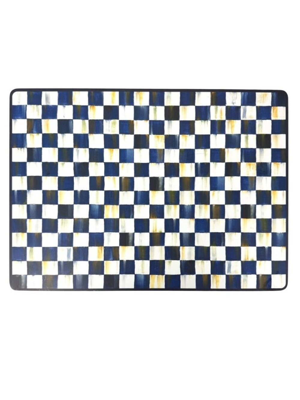 Single Mackenzie-Childs Checkered Placemat Cork Backed Black Blue White
